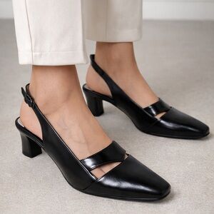 Easy Street Classic Black Slingback Low Heel Comfort Pump 8M